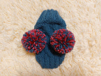 Clothes warm for pets wool hat snood with two pom poms, gift for pet dogs hat with pom poms