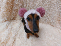 Winter wool melange aran hat for dog with two large pompoms