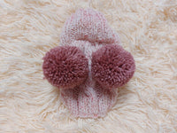 Winter wool melange aran hat for dog with two large pompoms