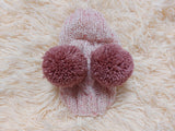 Winter wool melange aran hat for dog with two large pompoms