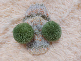 Winter wool melange aran hat for dog with two large pompoms