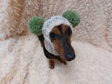Winter wool melange aran hat for dog with two large pompoms