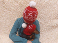 Angora Wool Christmas Gifts and Reindeer in Mom and Dog Hat Set, Housewife and Pet Hat Set, Dog Lover Gift