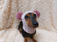 Winter wool melange aran hat for dog with two large pompoms