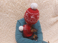 Angora Wool Christmas Gifts and Reindeer in Mom and Dog Hat Set, Housewife and Pet Hat Set, Dog Lover Gift