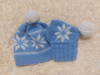 Angora wool snood hat set for mom and dog, snood hat set for housewife and dachshund, mom and dachshund with pompoms