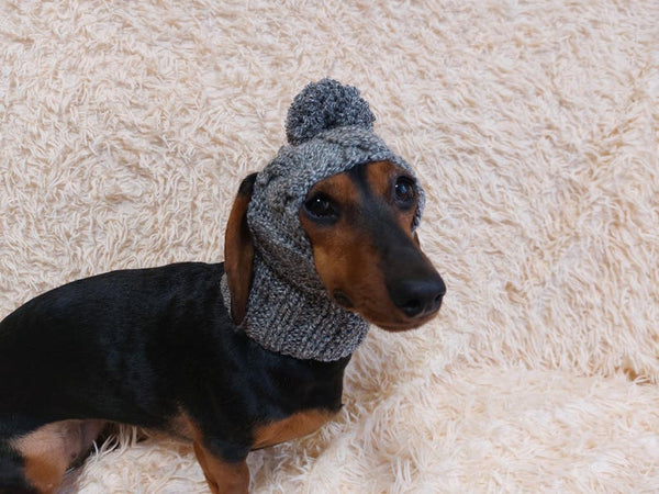 Melange Aran Dog Hat with Open Ears