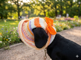 Panama hat summer for dog with bow, summer accessory for dog knitted panama