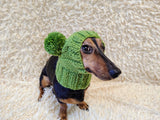 Clothes warm for pets wool hat snood with two pom poms, gift for pet dogs hat with pom poms