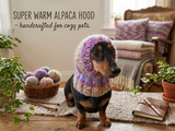 8 color Alpaca tweed striped Dog Hat, Knitted Set Warm Pet Clothes outfit apparel, Closed Ear Cap for Dachshunds beanie