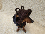 Bear Summer sun hat dogs with holes for ears. Hand knitted sun cap dachshund. Stylish Pet Photo Props and Gift Dog Moms