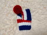 Multi-Color Striped Dog Snood: Hand-Knit Pom-Pom Beanie for Dachshunds