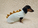 Knitted Dachshund Sweater with Dino Spikes, Wiener Dog Clothes, Custom Doxie Knitwear, Dinosaur Dog Costume, Small Dog Winter Sweater