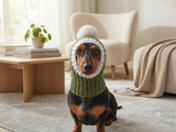 Knitted Dachshund Santa Hat: Wool Blend Christmas Dog Costume