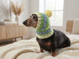 Warm winter hat with pompom for small dog