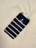 Nautical Striped Phone Sock | Handmade Knit Smartphone Sleeve -Handmade Marine Knit Phone Pouch - Mare Nostrum Collection