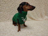 Christmas deer print wool sweater with arans for dogs, dachshund warm clothes jumper cable