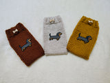 Dachshund Lover Gift Knitted Phone Sleeve | Wiener Dog Mom Wool Phone Sock | Cable Knit Smartphone Pouch with Button | Cozy Doxie Gift Case