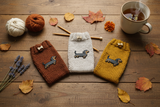 Dachshund Lover Gift Knitted Phone Sleeve | Wiener Dog Mom Wool Phone Sock | Cable Knit Smartphone Pouch with Button | Cozy Doxie Gift Case