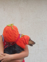 Matching Halloween Pumpkin Hat Set: Mom & Dog Angora Blend Knit