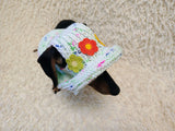 Crochet Dog Sun Hat with Flower Appliqué - Handmade Dachshund Bucket Hat - Floral Pet Summer Accessory - Cute Dog Bonnet with Ear Holes
