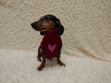 Wool Heart sweater with arans for a dog, dachshund warm clothes jumper with Cable