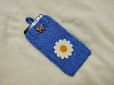 Crochet Daisy Phone Sock, Knitted Smartphone Sleeve with Flower Phone Pouch, Boho Cell Phone Case, Handmade Gift for Her