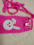 Knitted Bunny Phone Sleeve with Strap, Cute Rabbit Crossbody Phone Bag, Handmade Crochet Phone Sock, Kawaii Animal Phone Pouch
