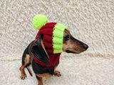 Cute Hand-Knitted Dachshund Snood and Pom-Pom Beanie Set - Cozy Dog Hat and Neck Warmer
