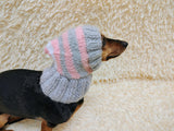 Mohair Wool Super Warm Dog Hat , Designer Pet Party Clothes outfit, Winter cloches knitted Dachshund Beanie