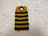 Cute Animal Companion Knit Phone Case | Striped Phone Sleeve-Handmade Knit Animal Phone Pouch | Cozy Stretchy Phone Sock