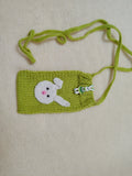 Knitted Bunny Phone Sleeve with Strap, Cute Rabbit Crossbody Phone Bag, Handmade Crochet Phone Sock, Kawaii Animal Phone Pouch