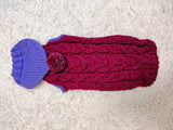 Cozy Dachshund Sweater, Hand Knit Cable Jumper for Doxie, Winter Wiener Dog Clothes, Custom Pet Apparel, Magenta Purple Knitwear for Dogs