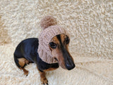 Dog hat with pom poms wool, warm hat for dachshund, wool hat for small dogs