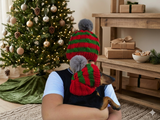 Matching Christmas Striped Dog and Owner Beanie Set: Wool Blend Knit