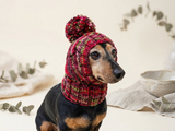 Cute Pom-Pom Dog Snood Hat | Soft Hand-Knit Dog Balaclava Hood