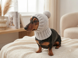 Angora Super Warm Dog Hat with Pom-Pom, Knitted Costume Pet Clothes Warm Cap Closed Ears for Dachshund beanie