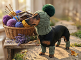 Alpaca Wool Dog Leggings and Hat Set
