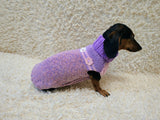 Handmade Knit Dachshund Sweater - Purple Floral Dog Jumper