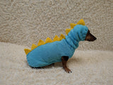 Dinosaur Dachshund Sweater with Hat  Knitted Dog Costume for Wieners