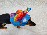 Handmade Knitted Unicorn Dog Snood with Rainbow Mane & Ears
