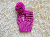 Hat for dog with pompom and holes for the ears