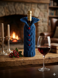 Knitted Wine Bottle Cozy Cable Knit Sleeve, Red Valentine’s Day Wine Decor, Heart Buttons Bottle Sweater, Wedding Table Decor Housewarming Gift