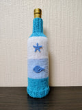 Knit Coastal Wine Bottle Sweaters | Starfish & Fish Sea Theme Decor