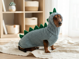 Dinosaur costume for dogs, dachshund dinosaur costume sweater and hat, dino dog cloches, dino dog sweater