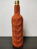 Handmade Knitted Wine Bottle Cover with Cable Stitch – Aesthetic Gift Decor