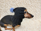 Angora Super Warm Dog Hat with Pom-Pom, Knitted Costume Pet Clothes Warm Cap Closed Ears for Dachshund beanie