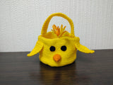 Crochet Easter Chick Basket, Yellow Chicken Nursery Storage Bin, Small Easter Egg Basket with Handle, Cute Spring Yarn Bowl, Kawaii Kids Gift Basket