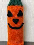 Pumpkin Halloween Wine Bottle Cover | Knit Jack-O'-Lantern Cozy