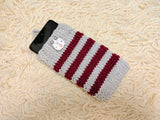 Cute Animal Companion Knit Phone Case | Striped Phone Sleeve-Handmade Knit Animal Phone Pouch | Cozy Stretchy Phone Sock